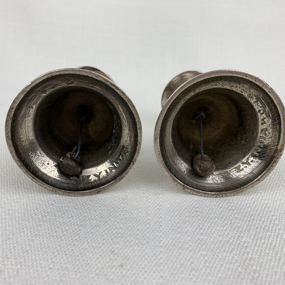 Vintage set of 2 Silver Candle stick‎ Holders ZY India World Gift Bell Shaped - Picture 3 of 10